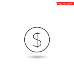 Dollar coin. Money icon isolated, Payment income salary bonus symbol Vector illustration