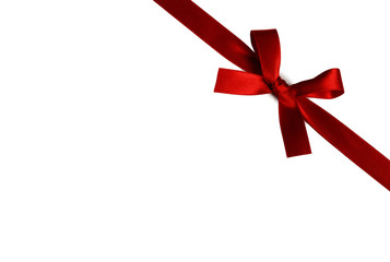 Red gift bow on white