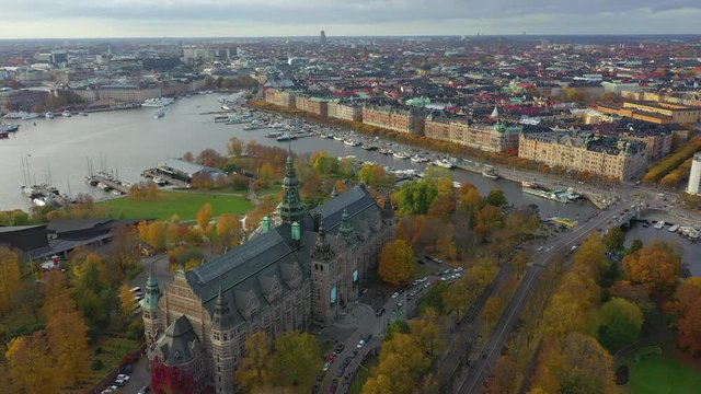 Aerial view of the Nordic Museum in Stockholm, Sweden