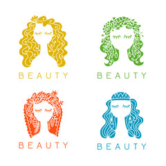 Beauty salon, spa logo. Female face
