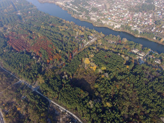 Aerial view of the Saburb landscape (drone image). Kiev Region,Ukraine