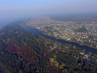 Aerial view of the Saburb landscape (drone image). Kiev Region,Ukraine