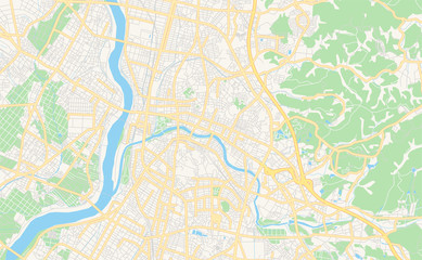 Printable street map of Okazaki, Japan