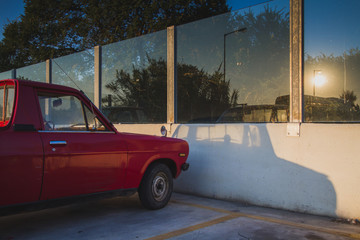 Old pickup on a parking lot