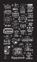 Vector winter lettering. Hand drawn phrase and quotes