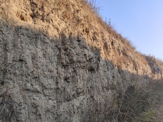Titel hill Vojvodina Serbia in autumn geomorphological dilapidated structure of the hill
