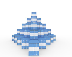 Fototapeta premium 3D Illustration of Cargo Container with Argentina Flag on white background with shadows. Delivery, transportation, shipping freight transportation.