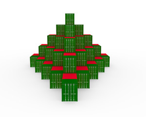 3D Illustration of Cargo Container with Portugal Flag on white background. Delivery, transportation, shipping freight transportation.