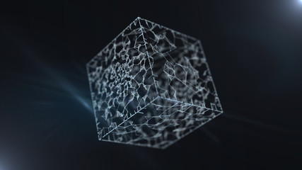Virtual cube-shape beaming splitter prism in space.