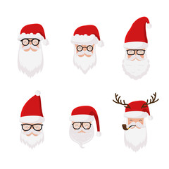 Happy New Year and Christmas collection with Santa Clauses