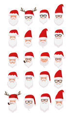 Happy New Year and Christmas collection with Santa Clauses