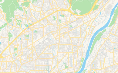 Fototapeta na wymiar Printable street map of Takatsuki, Japan
