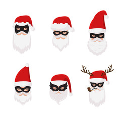 Vector Secret Santas in masks Christmas collection
