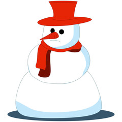Snowman with Orange Hat - Cartoon Vector Image
