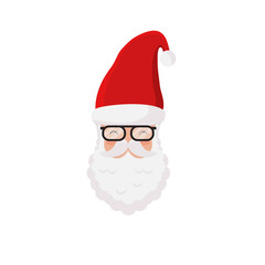 Vector Santa Claus, hat, glasses and beard. Hipster Santa