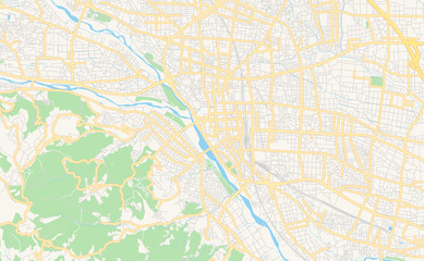 Printable street map of Takasaki, Japan