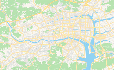 Printable street map of Kochi, Japan