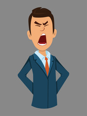 angry facial expression. rage businessman expression vector illustration for your design, animation or something else.