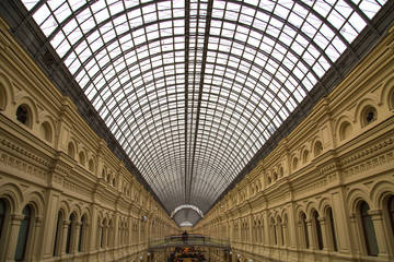 Naklejka premium The roof is glass domed in an ancient building. Architecture, elements, style.