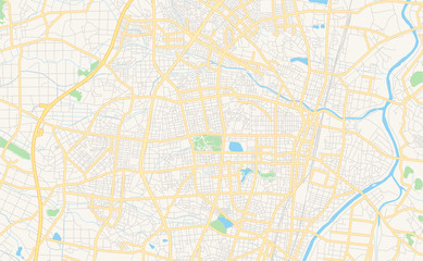 Printable street map of Koriyama, Japan