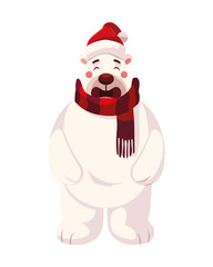 polar bear with hat and scarf