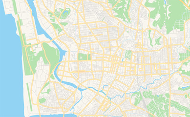 Printable street map of Akita, Japan