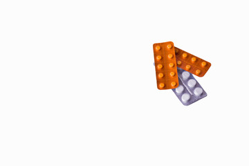 pills on a white background