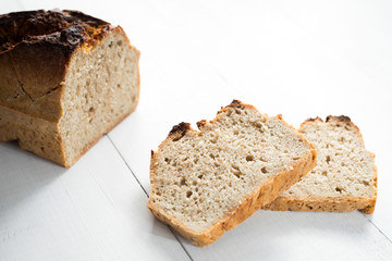 tasty bread baked at home, healthy homemade bread, bio ingredients