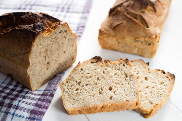 tasty bread baked at home, healthy homemade bread, bio ingredients
