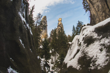 Winter Aderspach-Teplice Rocks, Czech republic