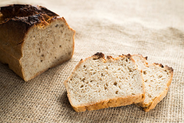 tasty bread baked at home, healthy homemade bread, bio ingredients