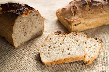 tasty bread baked at home, healthy homemade bread, bio ingredients