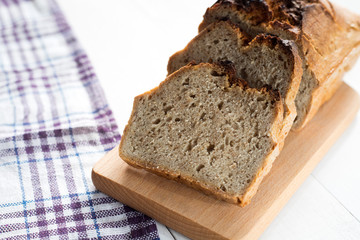 tasty bread baked at home, healthy homemade bread, bio ingredients