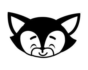 silhouette of head of cute fox in white background