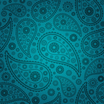 vector illustration of colored paisley seamless background