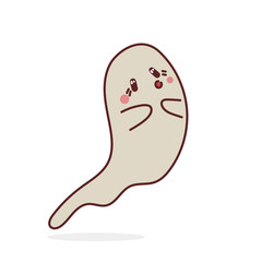 Cute kawaii ghost wich surprised. Vector illustration for Halloween. Good for logo or sticker for decoration.