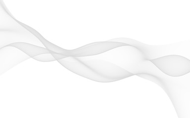 White abstract background. Fluttering white scarf. Waving on wind white fabric. 3D illustration