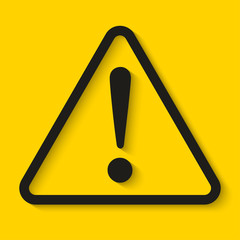 Danger sign on yellow background. Vector illustration