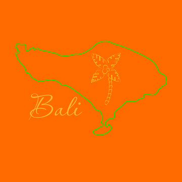 Map of Bali thin line