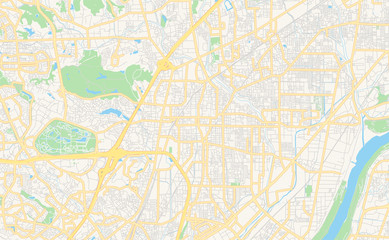 Fototapeta premium Printable street map of Ibaraki, Japan