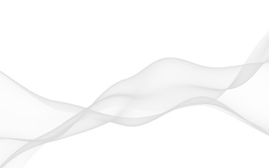 White abstract background. Fluttering white scarf. Waving on wind white fabric. 3D illustration
