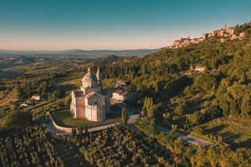 Obraz premium Panoramic photo from the drone, Montepulciano.