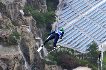 Ski Jumping Competition in summer