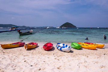 kayaks on the beach