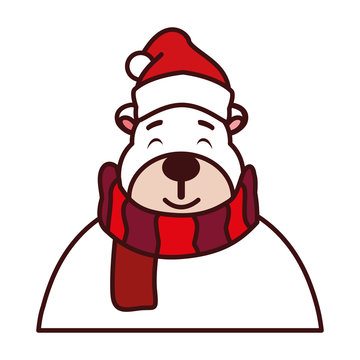 polar bear with hat and scarf