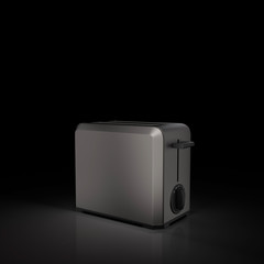 Dark toaster Electric Domestic Home and Kitchen Interior appliance on black background, 3d Rendering