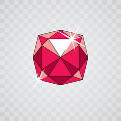 Vector luxury faceted decorative element. Glossy diamond icon, illustration.