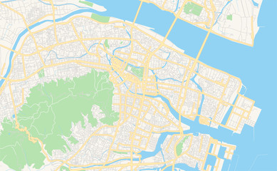 Printable street map of Tokushima, Japan