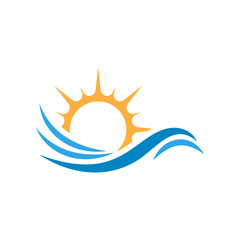 Water and sun icon graphic design template vector