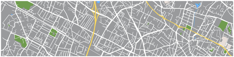 Naklejka premium Map of an unknown city. streets squares and parks. Rivers and ponds. For use as a banner or graphic for a website.